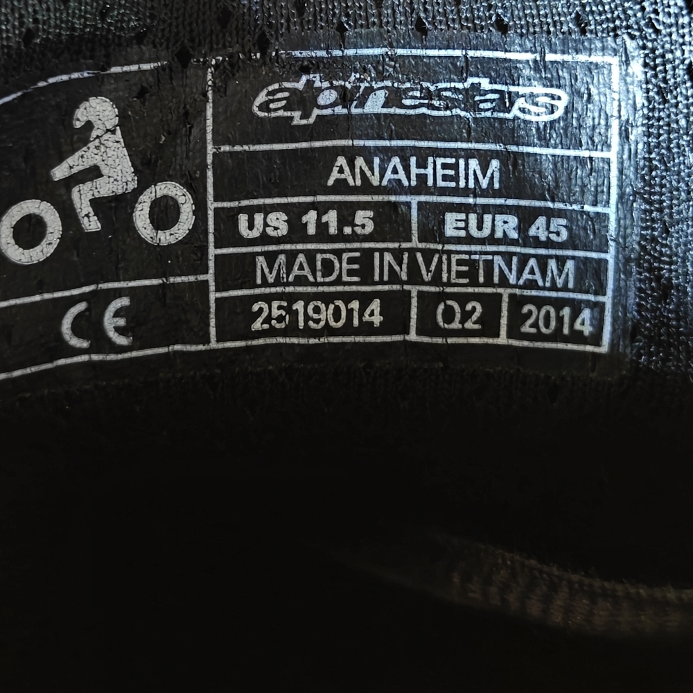 Alpinestars Anaheim Motorcycle riding  Black Leather Boot Men's Shoes Size 11.5 - Picture 10 of 10